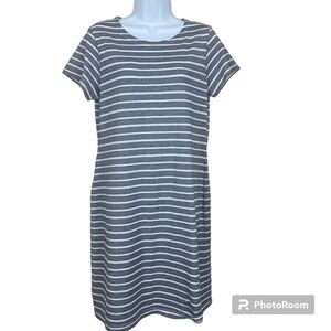 Sail‎ To Sable STS Shift Dress Flattering Shaping Navy & White Stripes Zipper L